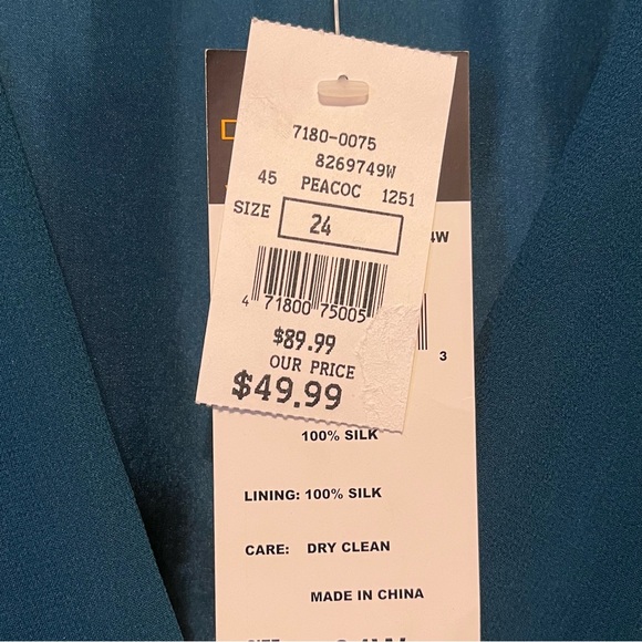 Donna Rocco Womens Silk Faux Evening Wrap Dress Jade Green Size 24W NWT - Picture 8 of 9